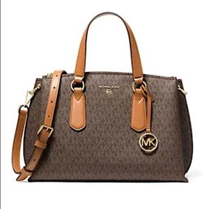 Michael Kors Emma Medium Satchel (2021)—Authenticity Tag with QR Code Included.